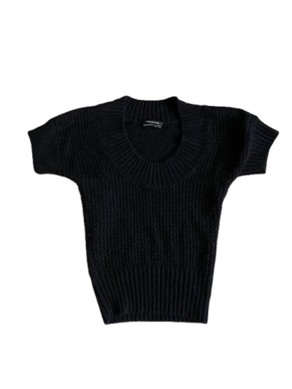 Club Monaco Black Short-Sleeve Scoop-Neck Knit Sweater